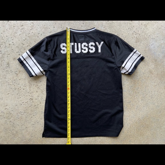 Stussy Short Sleeve Black Mesh Spellout Jersey - Picture 6 of 7